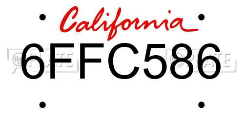 6FFC586 California License Plate