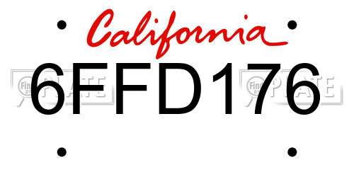 6FFD176 California License Plate