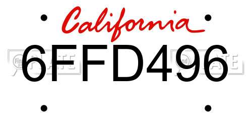 6FFD496 California License Plate