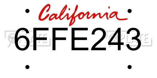 6FFE243 California License Plate