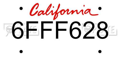 6FFF628 California License Plate
