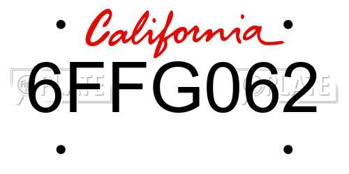 6FFG062 California License Plate