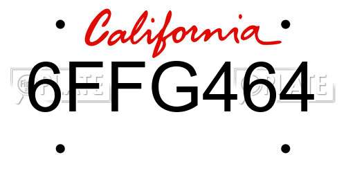 6FFG464 California License Plate