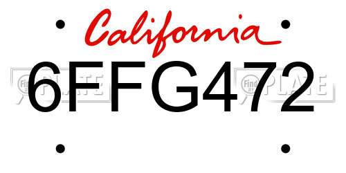 6FFG472 California License Plate