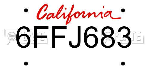 6FFJ683 California License Plate