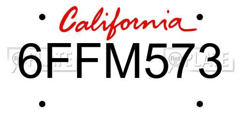6FFM573 California License Plate