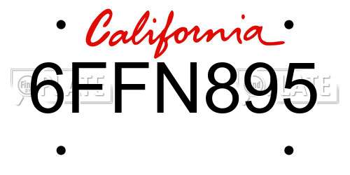 6FFN895 California License Plate