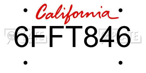 6FFT846 California License Plate