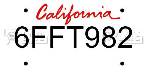 6FFT982 California License Plate