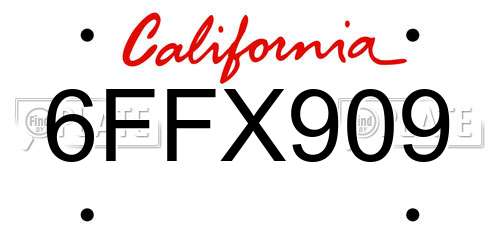 6FFX909 California License Plate