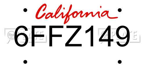 6FFZ149 California License Plate