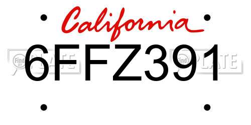 6FFZ391 California License Plate