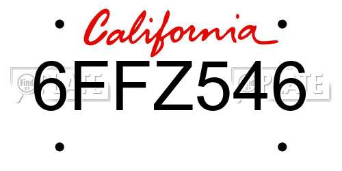 6FFZ546 California License Plate