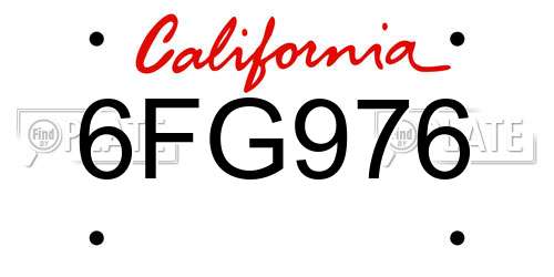 6FG976 California License Plate