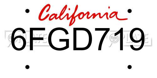 6FGD719 California License Plate