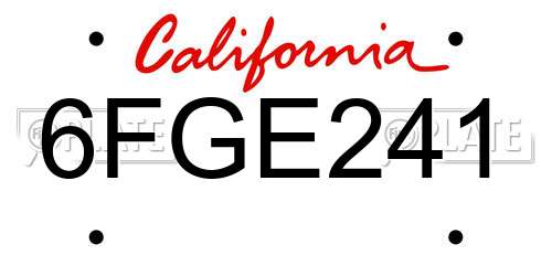 6FGE241 California License Plate