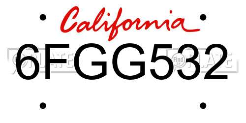 6FGG532 California License Plate