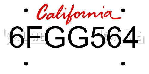 6FGG564 California License Plate