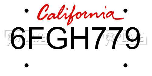 6FGH779 California License Plate