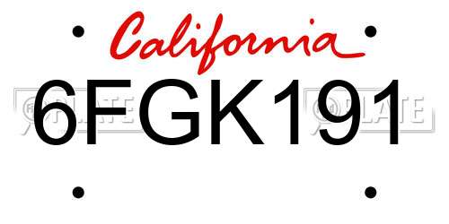 6FGK191 California License Plate