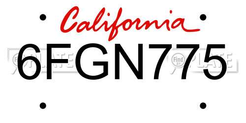 6FGN775 California License Plate