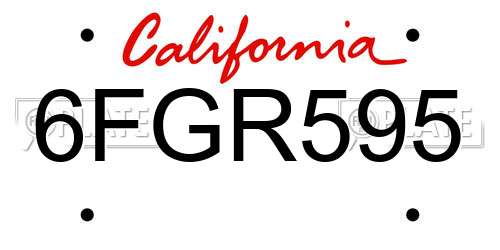6FGR595 California License Plate
