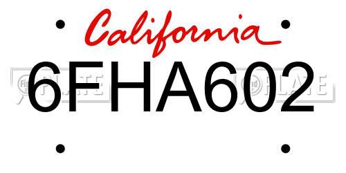 6FHA602 California License Plate