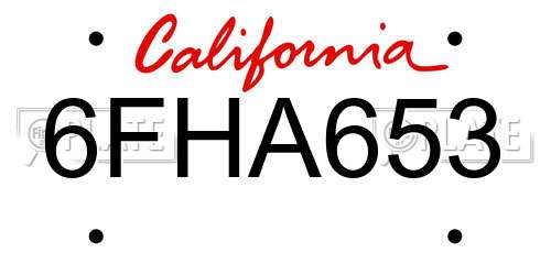6FHA653 California License Plate