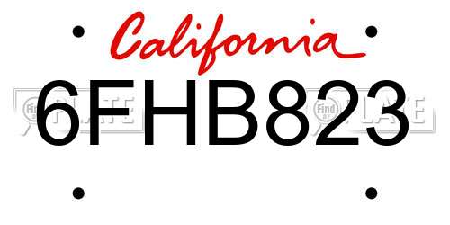6FHB823 California License Plate