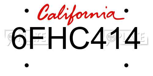 6FHC414 California License Plate