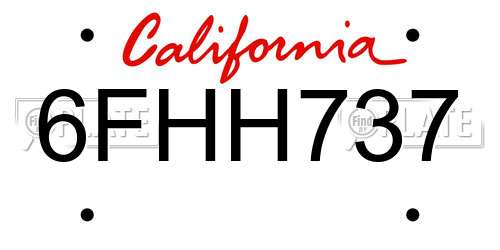 6FHH737 California License Plate