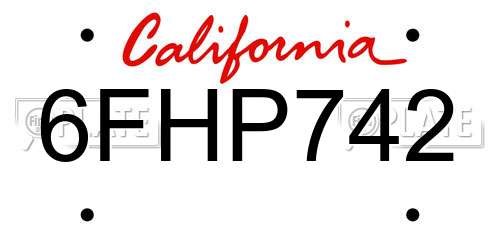 6FHP742 California License Plate