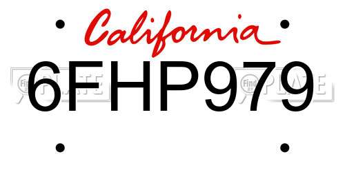 6FHP979 California License Plate