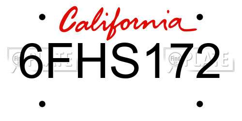 6FHS172 California License Plate
