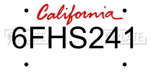 6FHS241 California License Plate