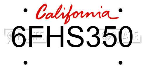 6FHS350 California License Plate