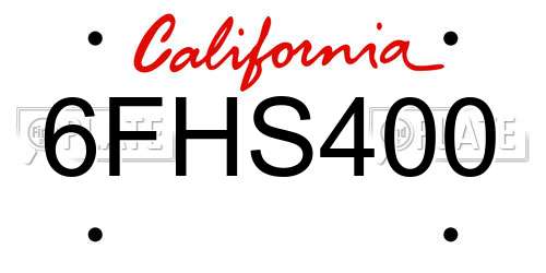 6FHS400 California License Plate
