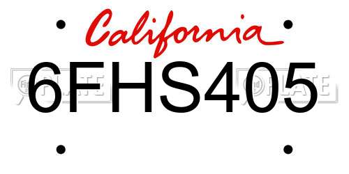 6FHS405 California License Plate
