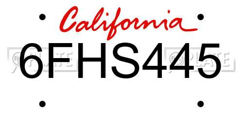 6FHS445 California License Plate