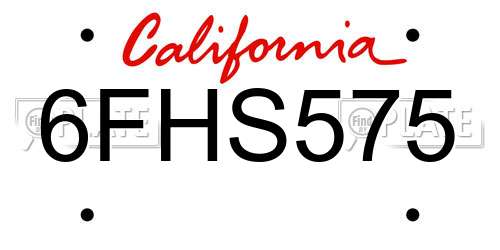 6FHS575 California License Plate