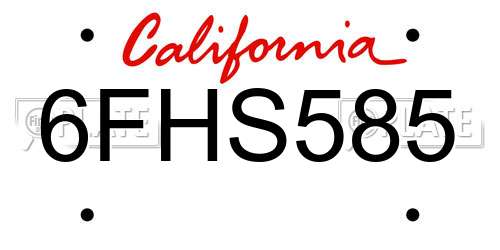 6FHS585 California License Plate