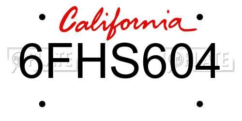 6FHS604 California License Plate