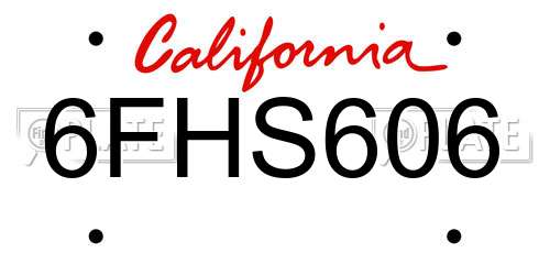 6FHS606 California License Plate