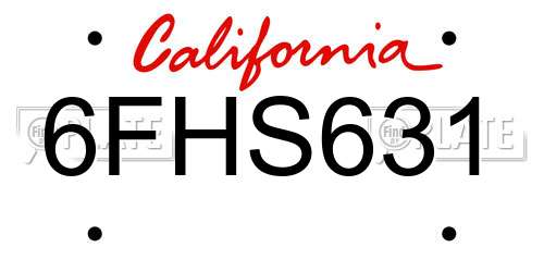 6FHS631 California License Plate