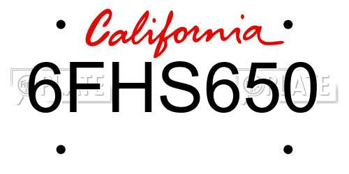 6FHS650 California License Plate