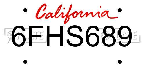 6FHS689 California License Plate