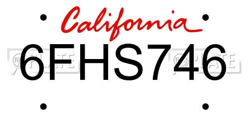 6FHS746 California License Plate