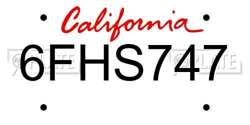 6FHS747 California License Plate