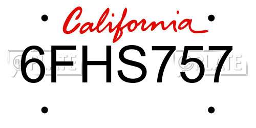 6FHS757 California License Plate