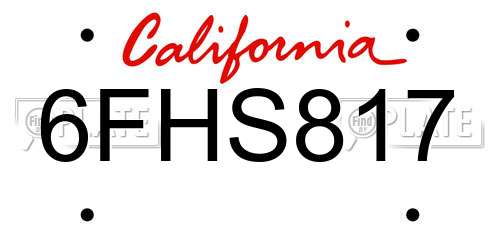 6FHS817 California License Plate